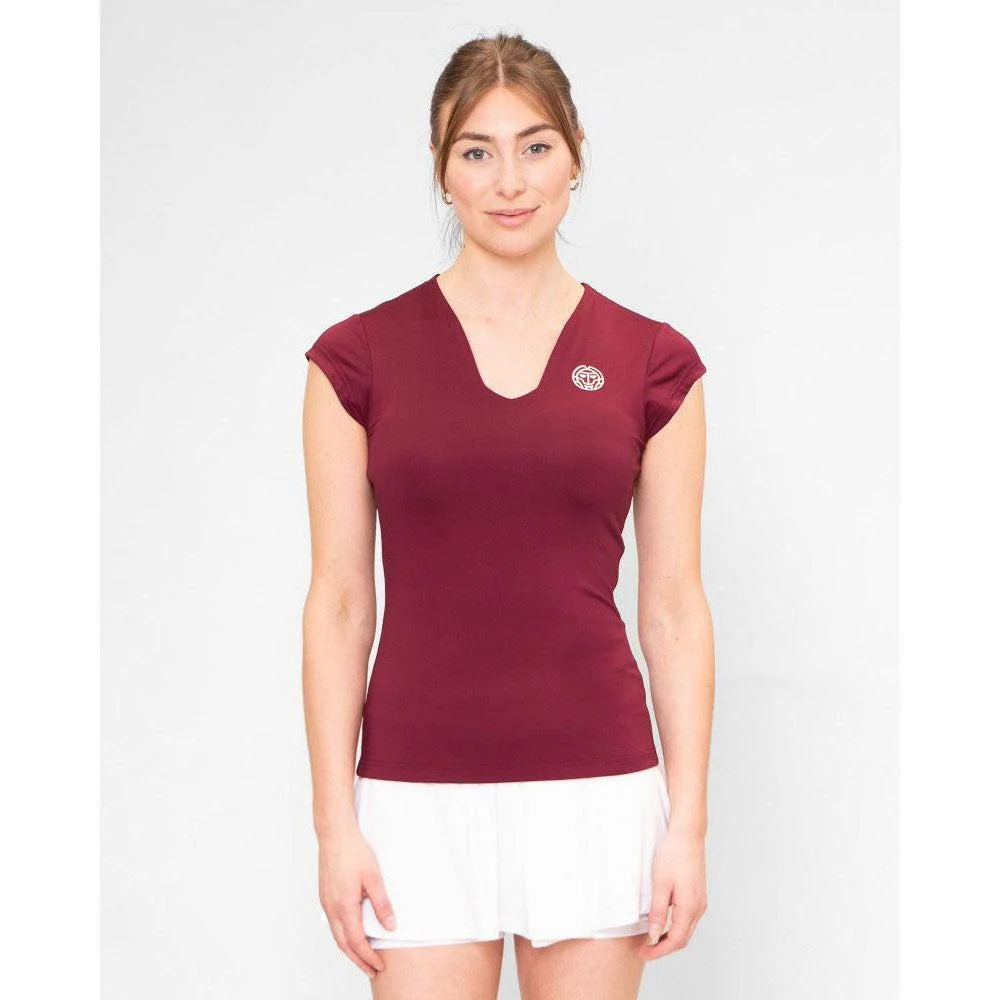 Bidi Badu Protected Leafs V-Neck Tee (Women's) - Bordeaux - Image 3