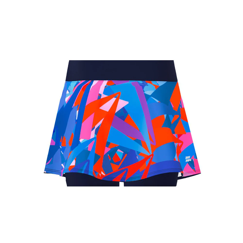 Spike Printed Wavy Skort -  Dark Blue/Blue - Image 2