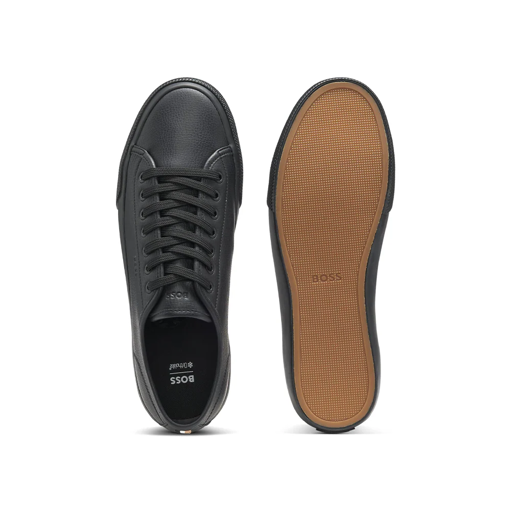 Low-top trainers in grained faux leather - Image 4